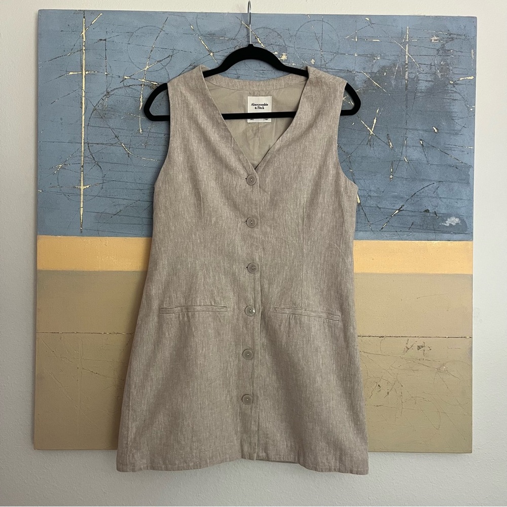 Abercrombie and Fitch Linen Blend Mini Dress V-Neck Sleeveless